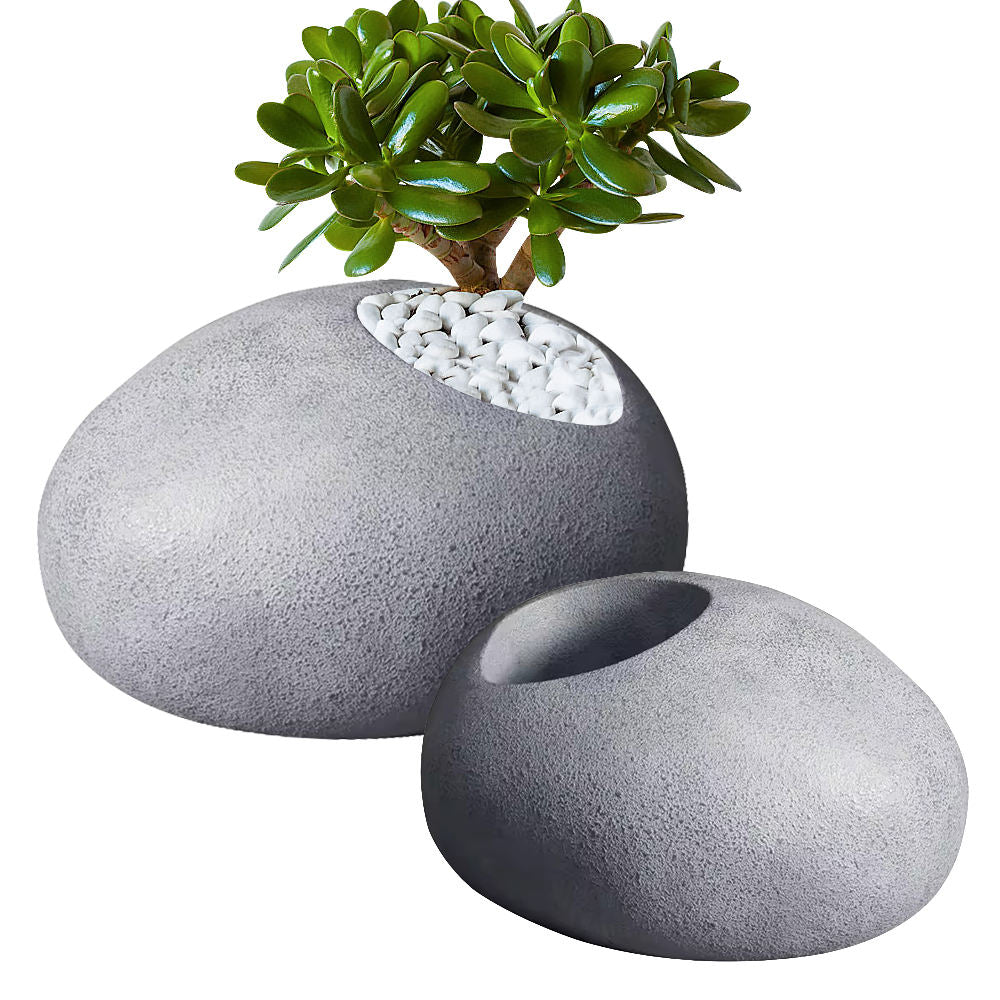 Modern Pebble-Shaped Planter Pot – Decorative Indoor & Outdoor Garden Planter