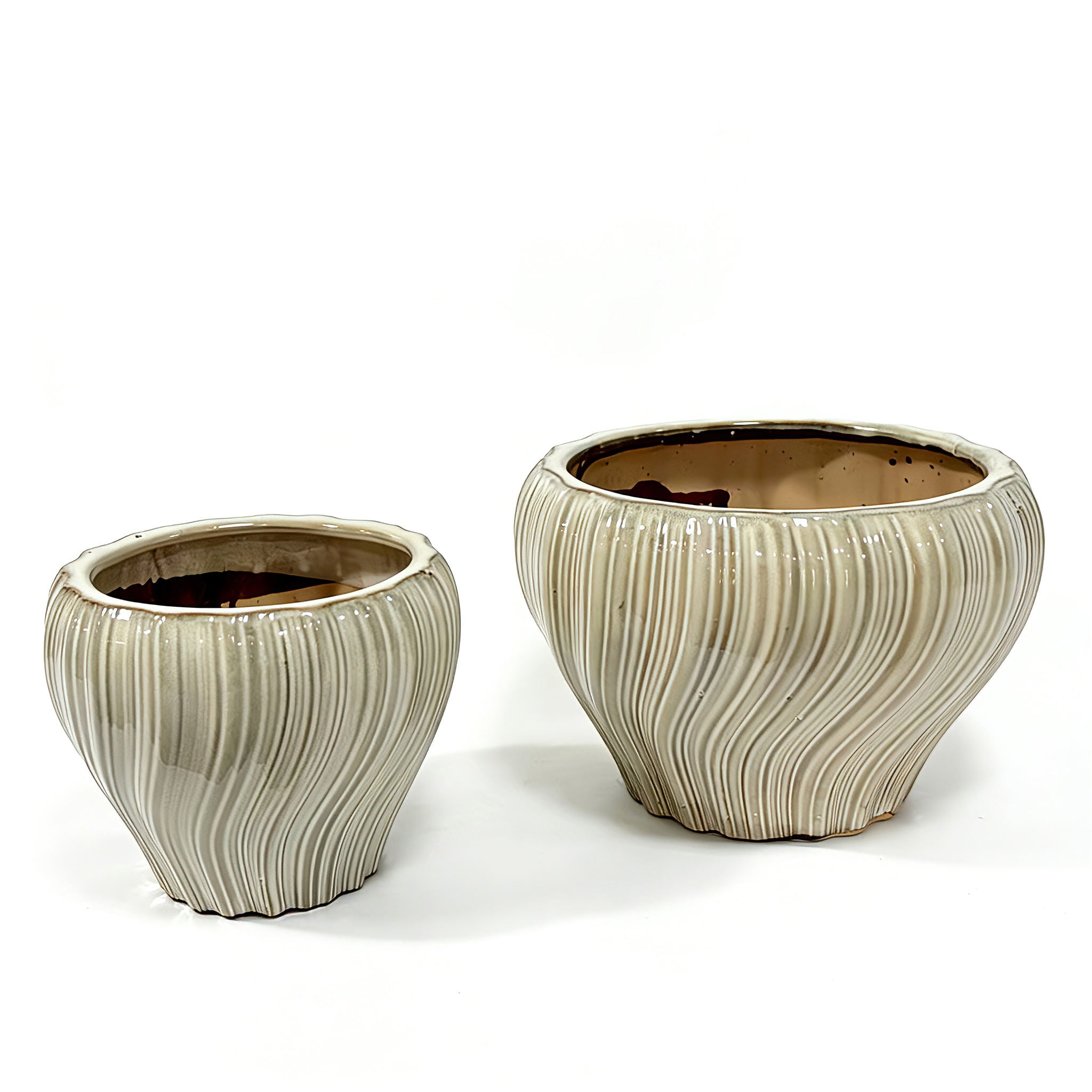 Modern Ribbed Ceramic Planter Pot for Indoor Plants & Succulents