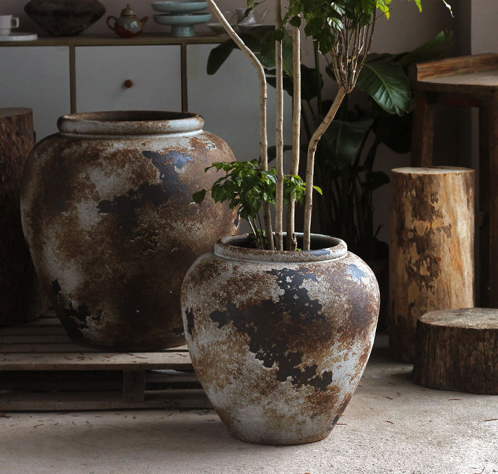 Vintage Rustic Decorative Planter Pot – Large Indoor & Outdoor Garden Planter
