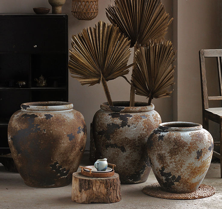 Vintage Rustic Decorative Planter Pot – Large Indoor & Outdoor Garden Planter